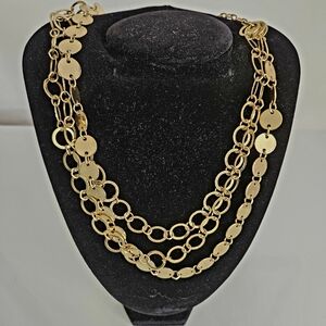 Goldtone Multilayer Coin Disc Choker Necklace
